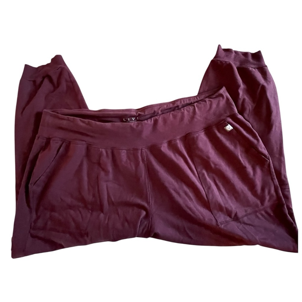 Woman’s Livi Burgundy Jogger Sweat Athletic Cargo Pants Plus 26/28W - Picture 3 of 6